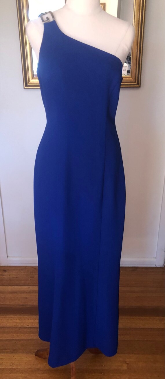 Vintage 80's Electric Blue One Shoulder Evening Dress Sz10 Made in  Australia Label Hotline by Cheryl T - Etsy