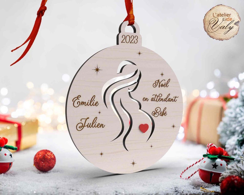 Personalized pregnancy Christmas ball, future parents, family, Christmas pregnancy announcement image 1