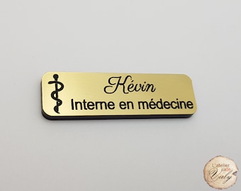 Badge médical personnalisé en acrylique brossé, Petits modèles pour médecins, internes,