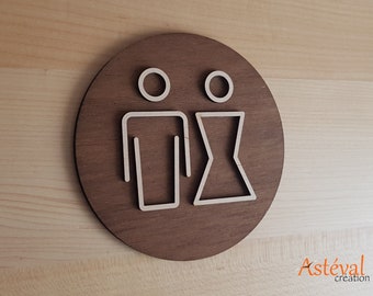 Panneau De Toilette En Bois Unisexe - 20 X 20 Cm - Décoration Murale Rustique Pour Maison, Bureau, Hôtel, école, Salle D'eau