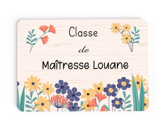 Plaque personnalisée pour maîtresse, Cadeau d'enseignante floral, Idéal pour fin d'année scolaire