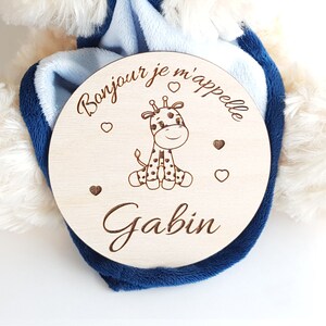 Carte étape Girafe bébé, en bois personnalisée, je m'appelle