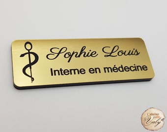 Badge or brossé acrylique médical personnalisé, caducée médecin, interne en médecine, cardiologue, infirmière, docteur, soignant