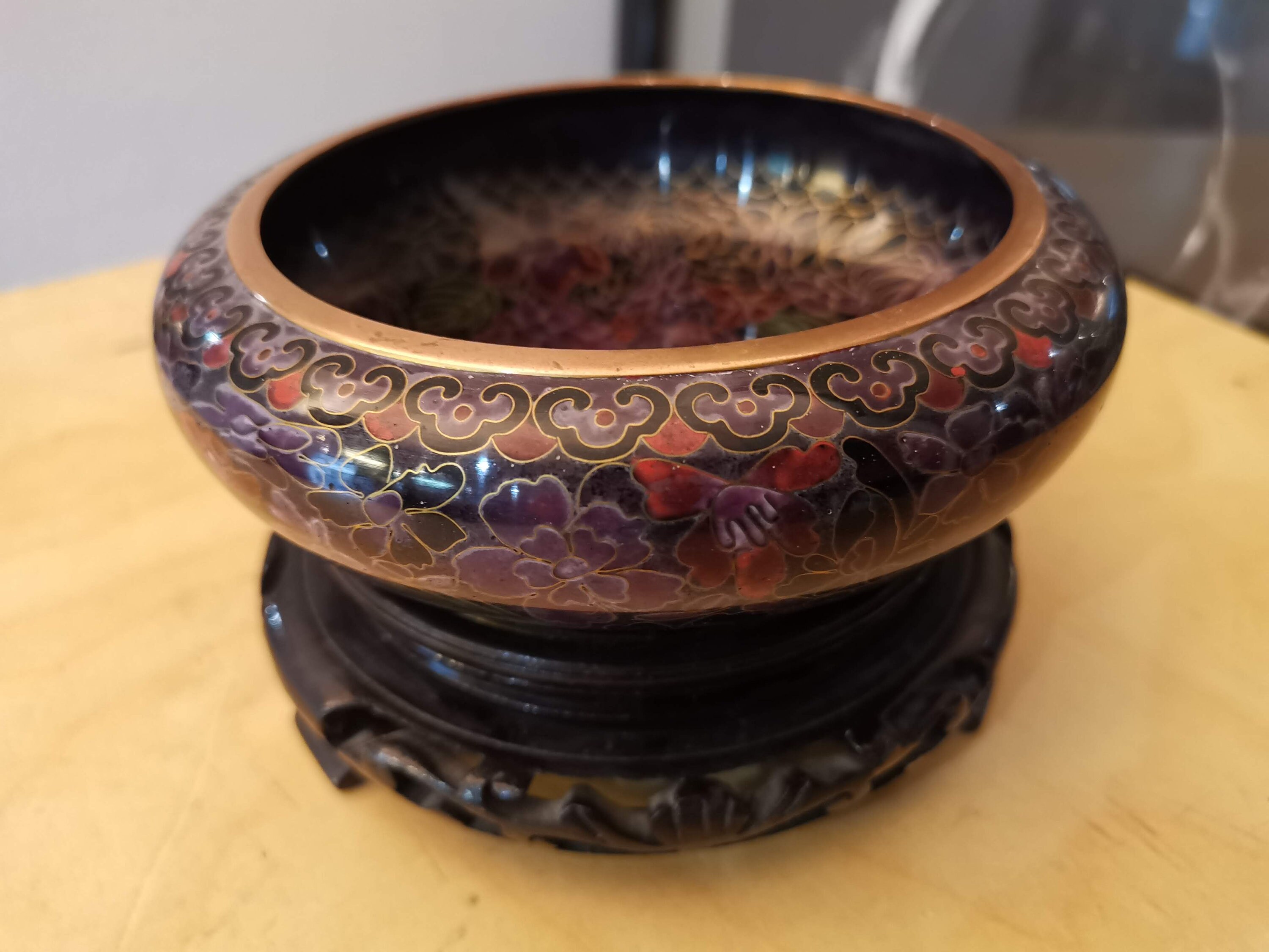 Vintage Chinese 1950's-70's 567 Vase Plate Bronze Email Cloisonné