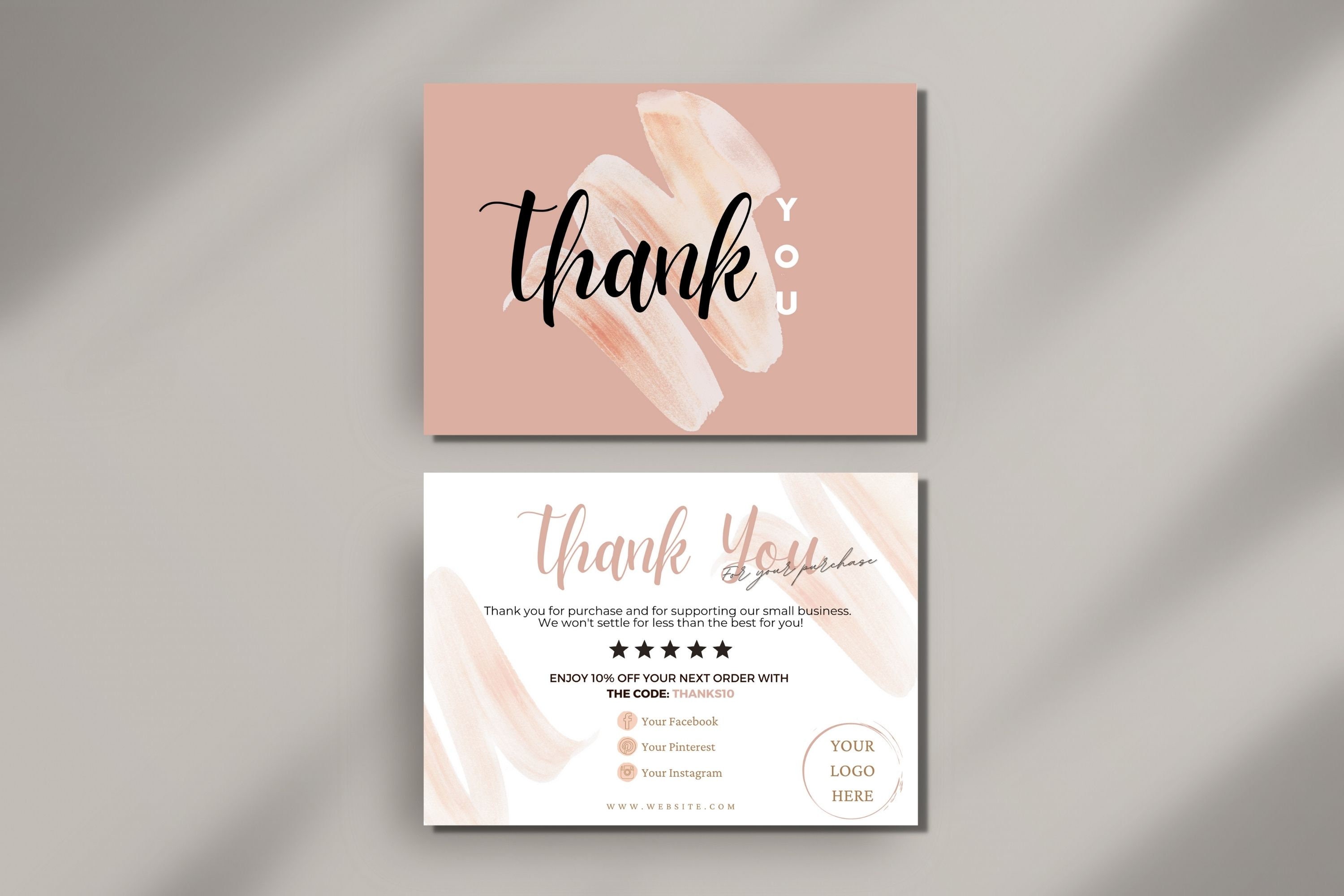 Editable Thank You Card Printable Modern Thanks Card - Etsy
