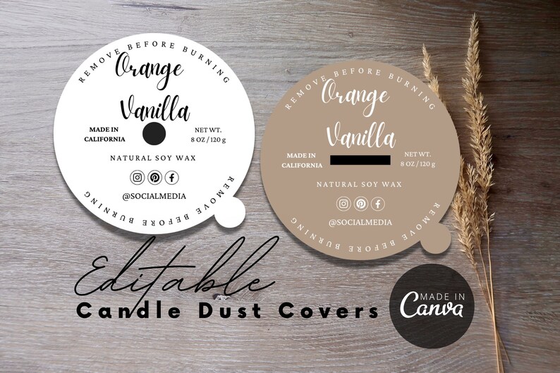 Basic Candle Dust Cover Template Boho Editable Candle Dust Etsy