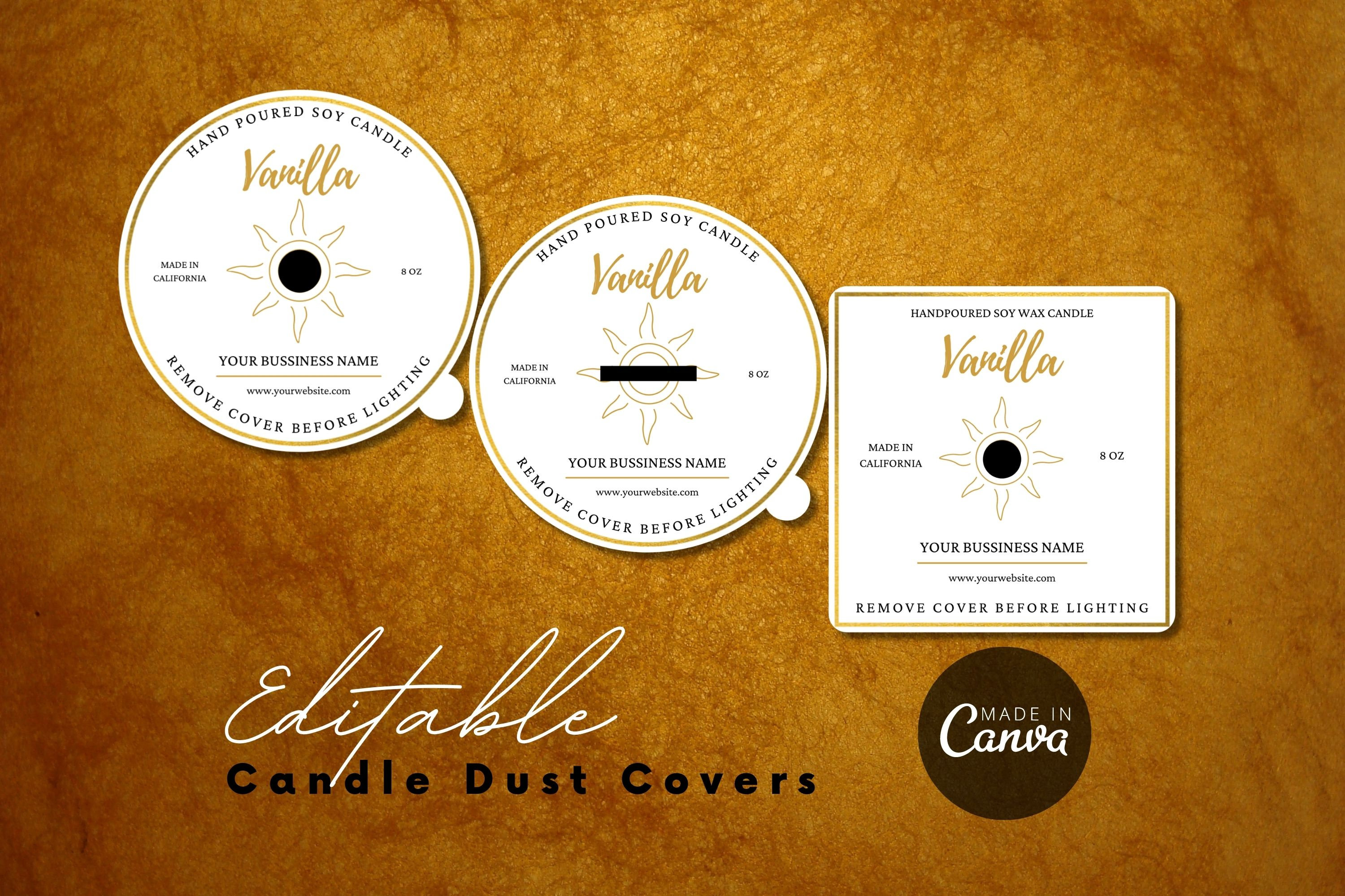 Candle Dust Cover Template, Editable & Printable Candle Dust, Boho