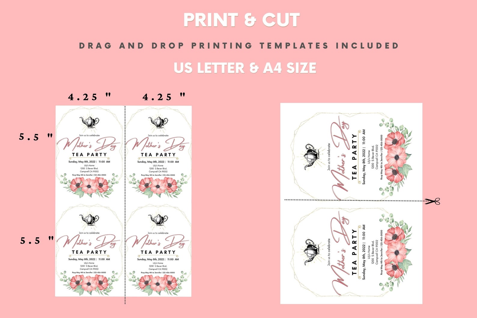 Printable Mother's Day Tea Party Invitation Editable - Etsy
