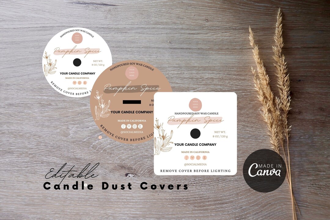Editable Candle Dust Cover Template, Printable Candle Dust Covers ...