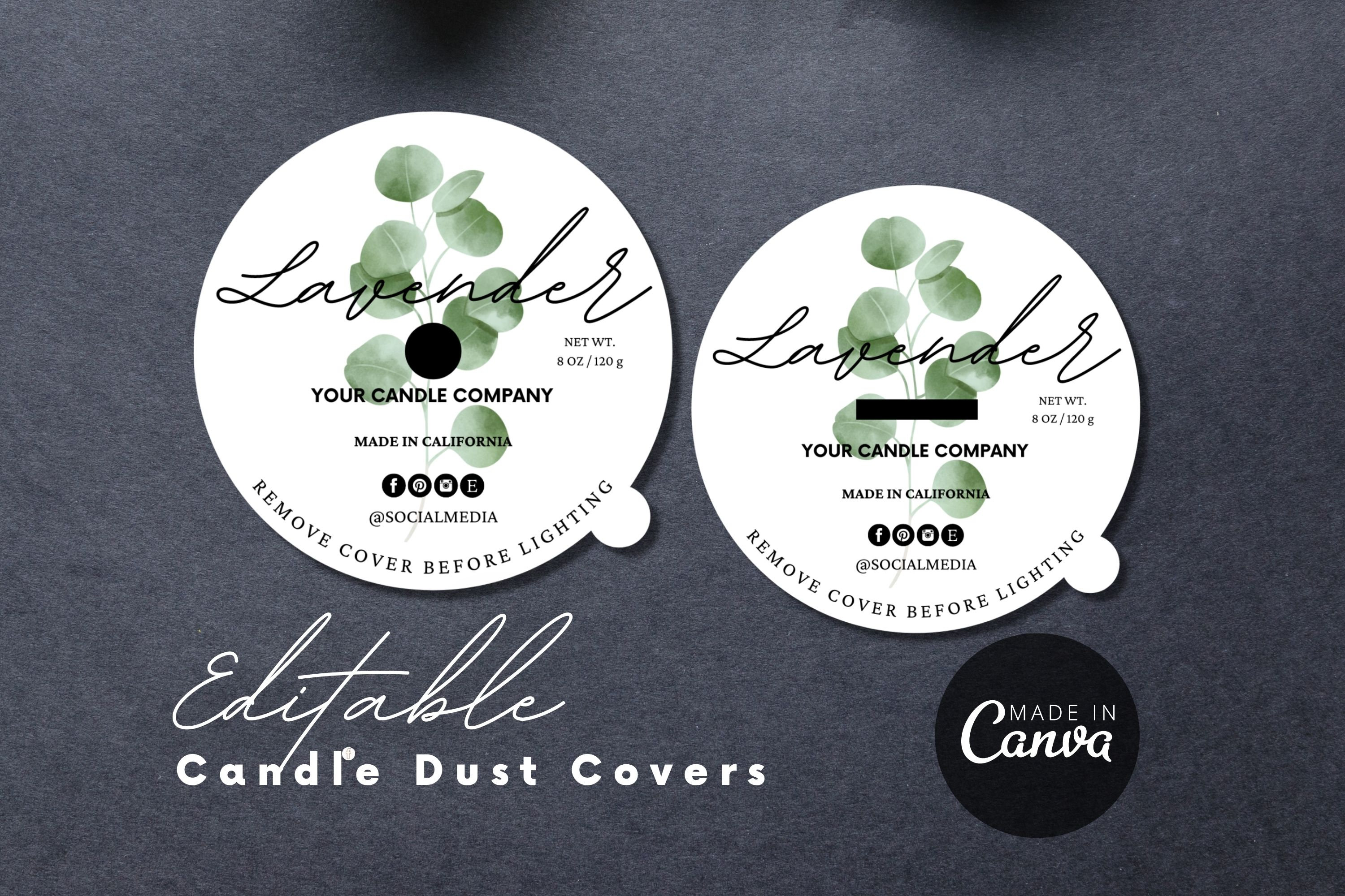 Editable Candle Dust Cover Canva Template, Printable Candle Dust