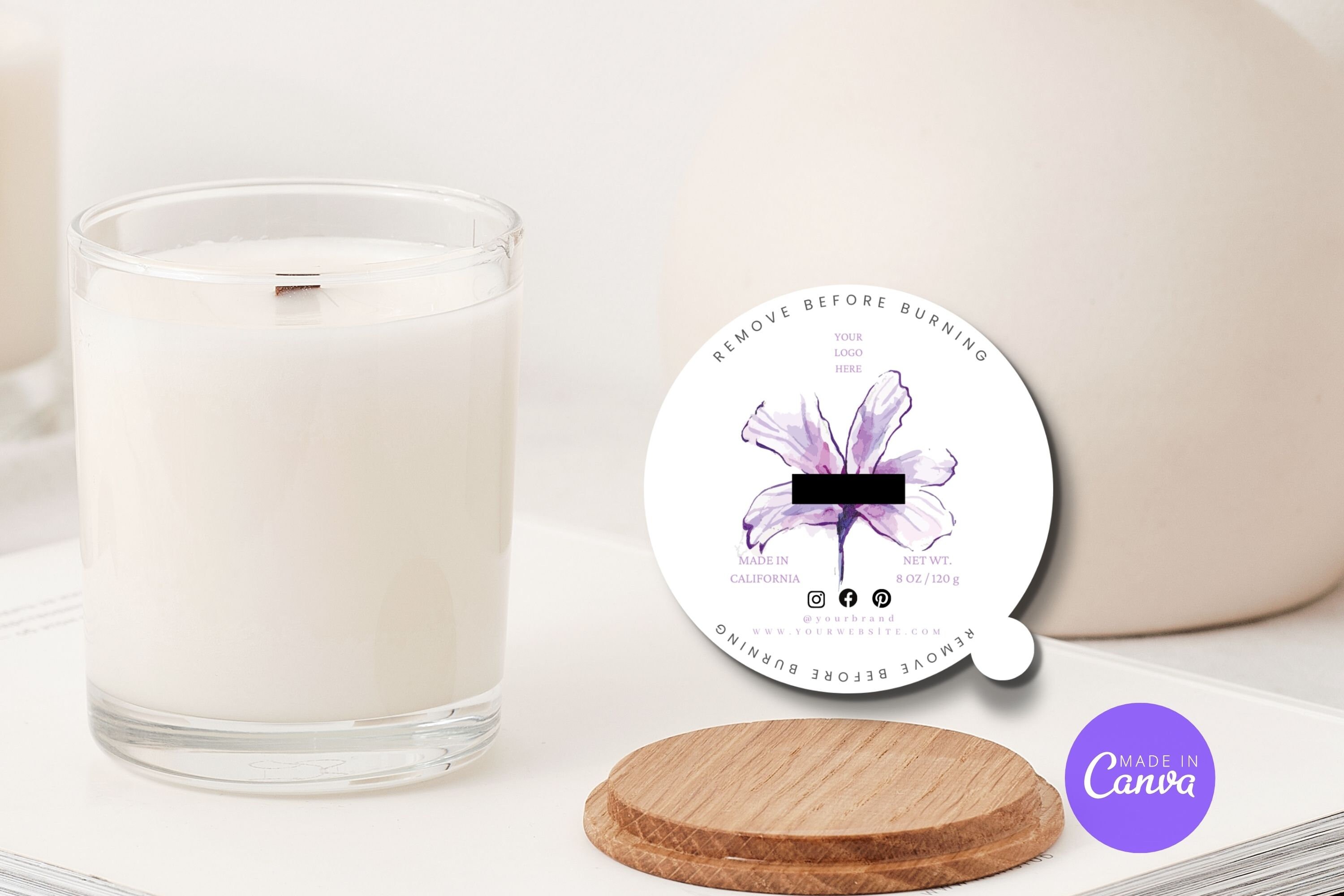 Flower Candle Dust Cover Template, Editable Basic Candle Dust Cover