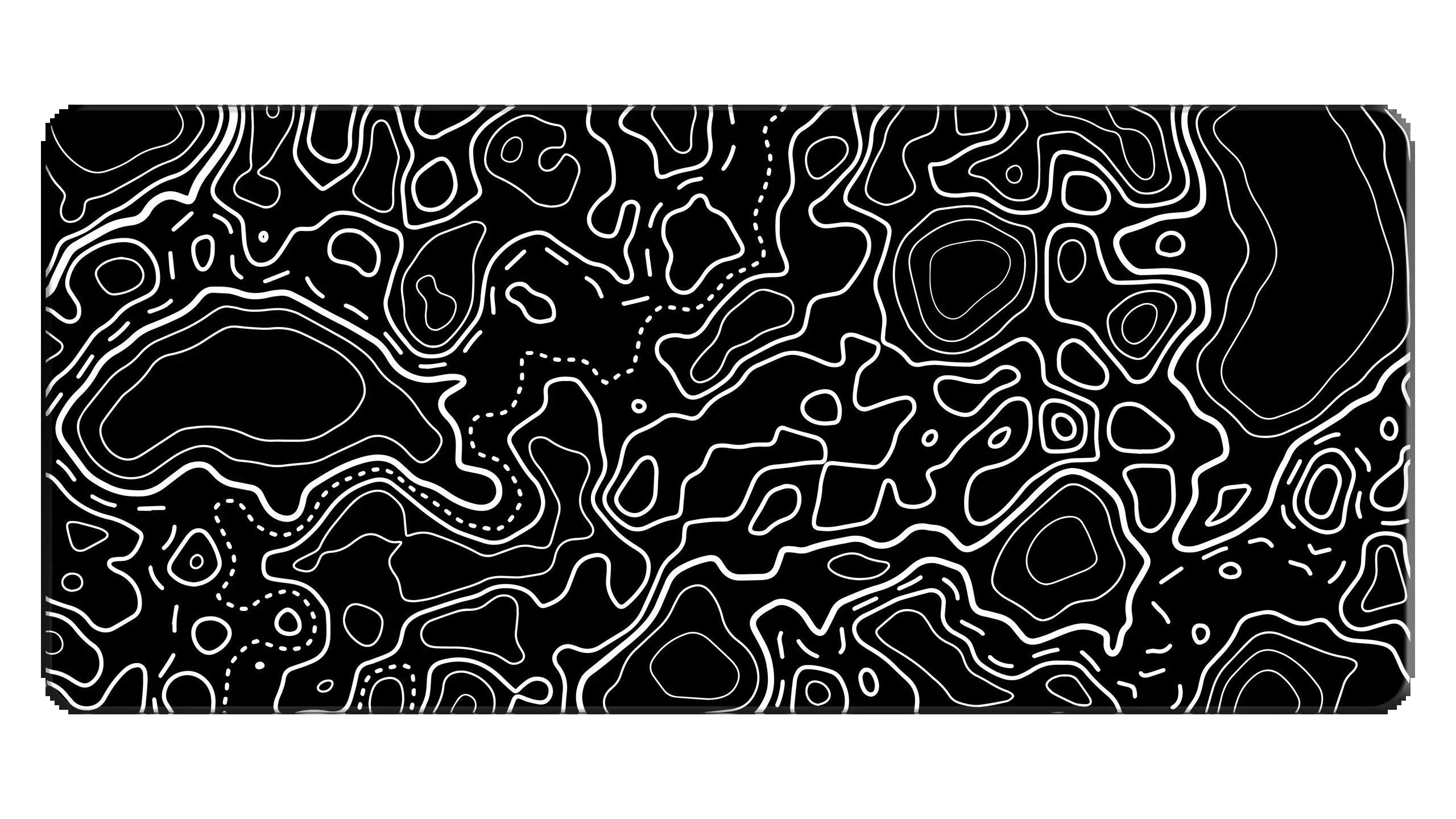 Grand tapis de souris topographique XL noir et blanc avec lignes