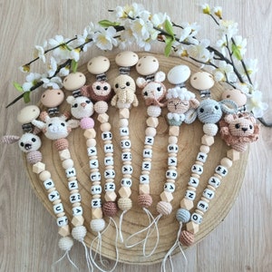 pacifier chain crochet animal many motifs