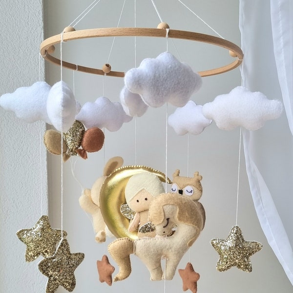 Baby mobile angel beige/gold