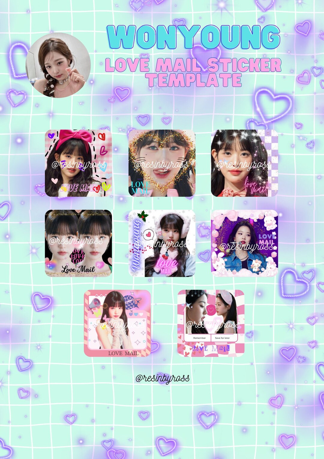 Sticker Mail I've Wonyoung IVE Sticker Template Love Mail SET B - Etsy