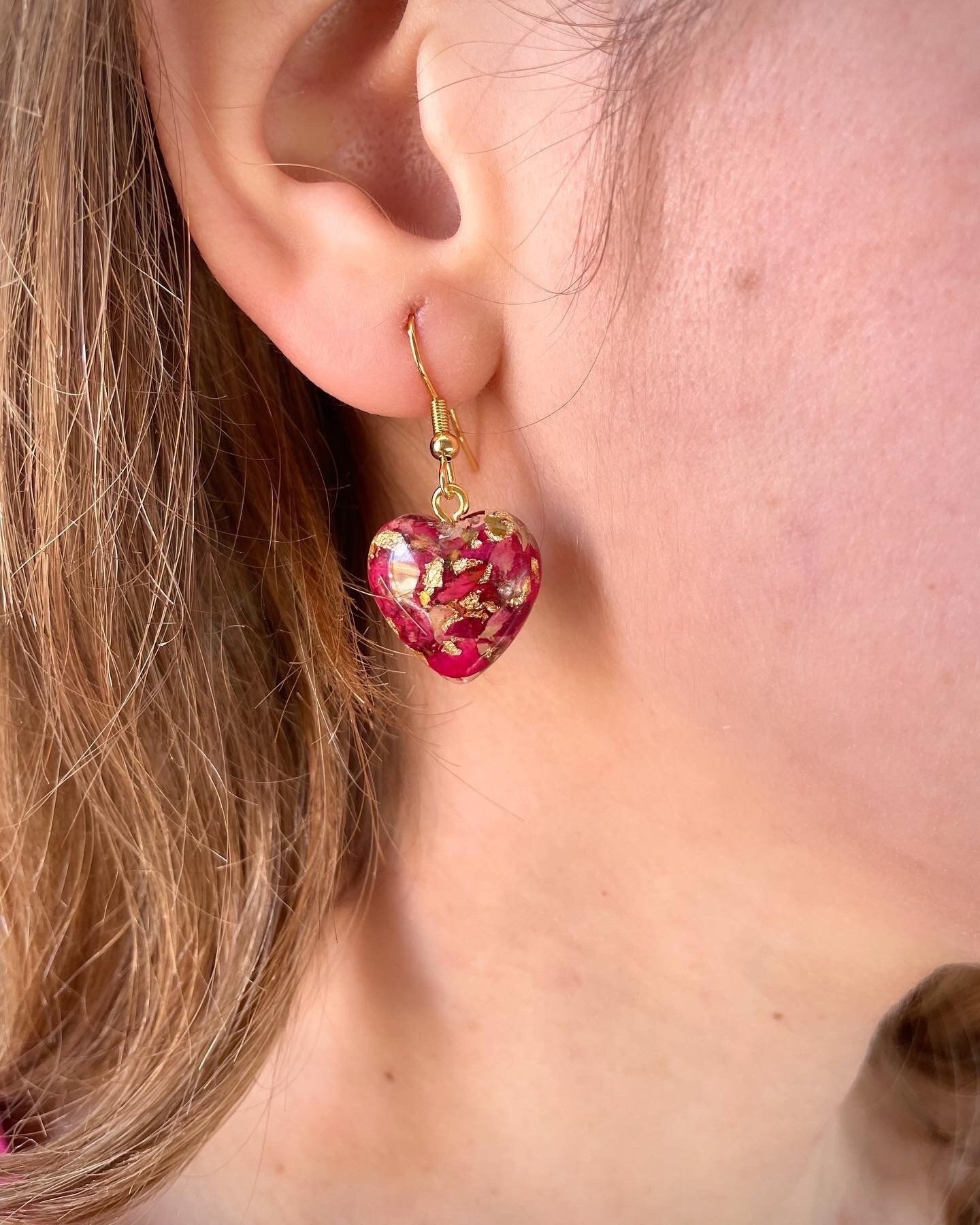 Orecchini In Argento 925 Con Rose In Resina, Rosa E Argento, 12 Mm, CSE-079 - 3