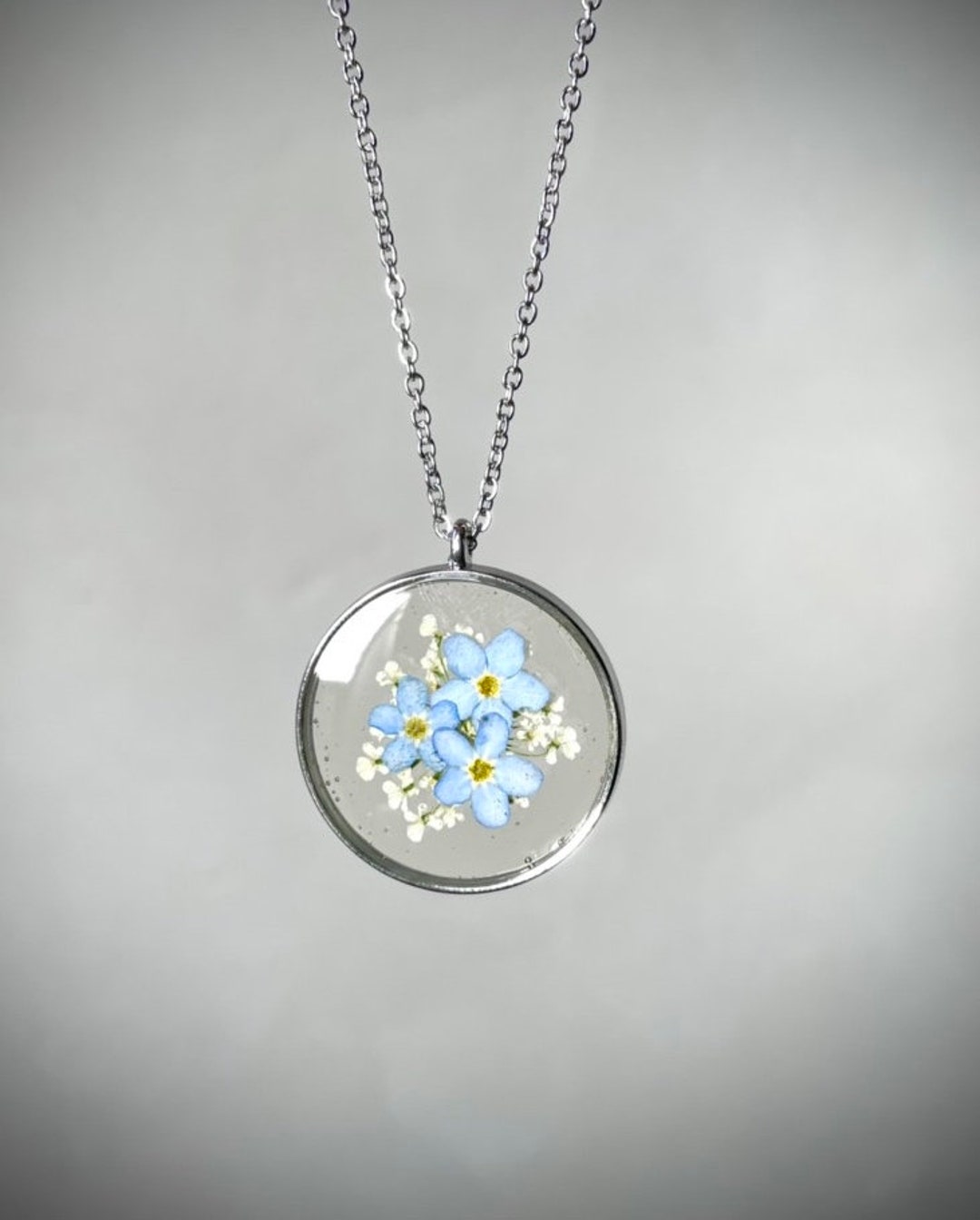 Forget me not Flower Necklace Resin Jewel With Myosotis   Etsy Canada