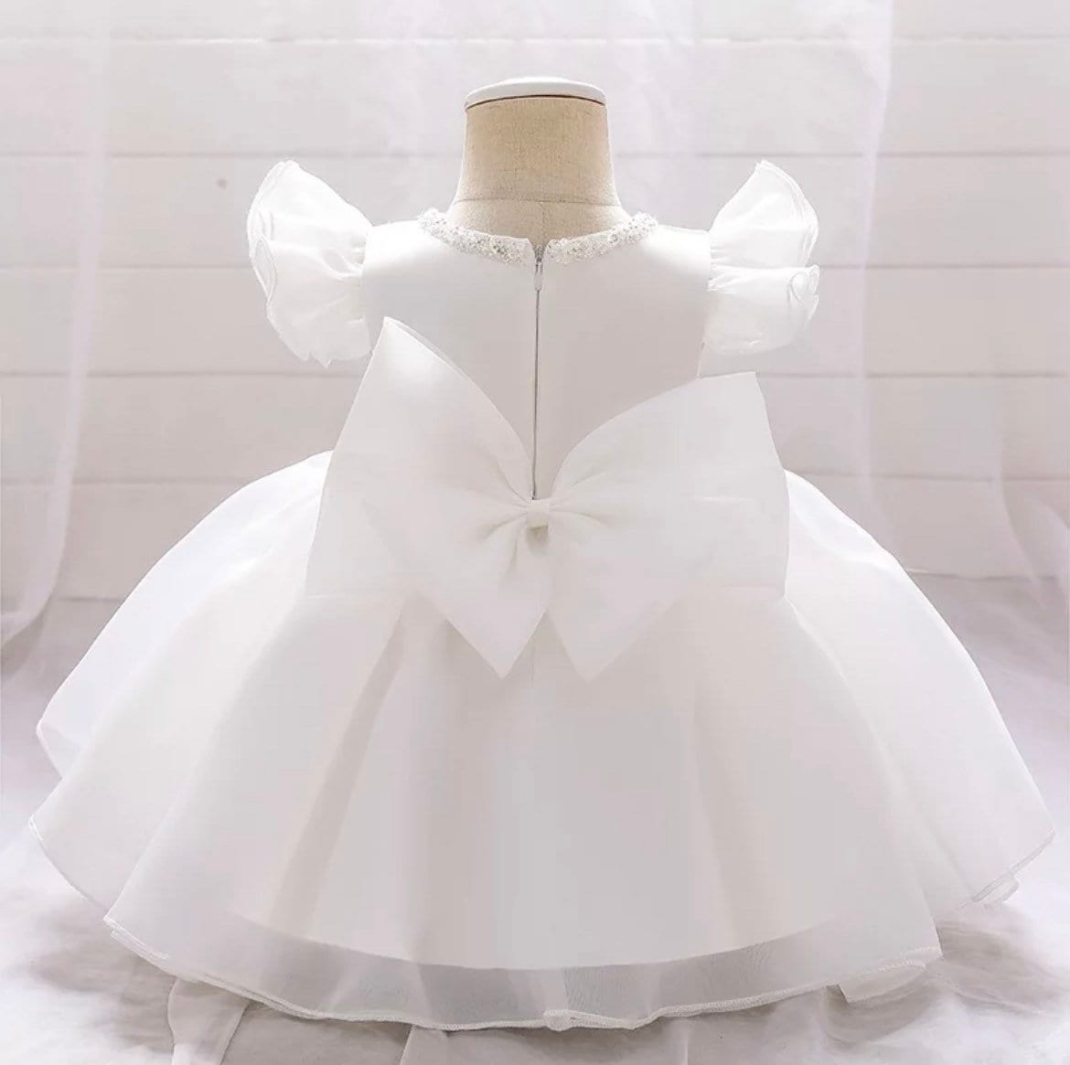 Cute Baby Girl White Satin Dress Long Chiffon Dress Etsy — free download