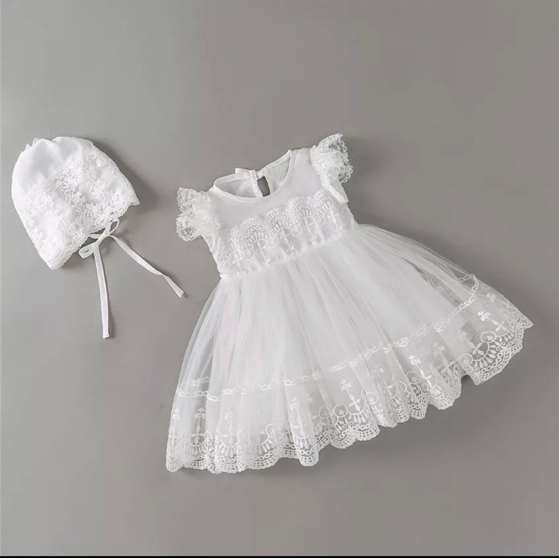 Baby Girl White Lace Christening Dress Toddler Lace Dress Etsy