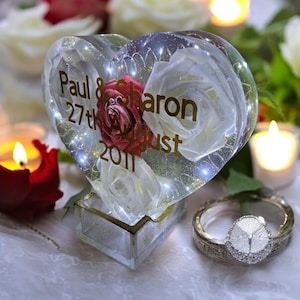Large Floral Heart/Wedding Flowers Keepsake/Anniversary Gift/Flowers Preservation Keepsake/Bridal Bouquet/Memorial Flowers