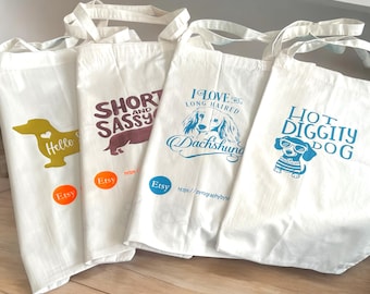 Dachshund Tote Bag: 100% Cotton Reusable Shopper
