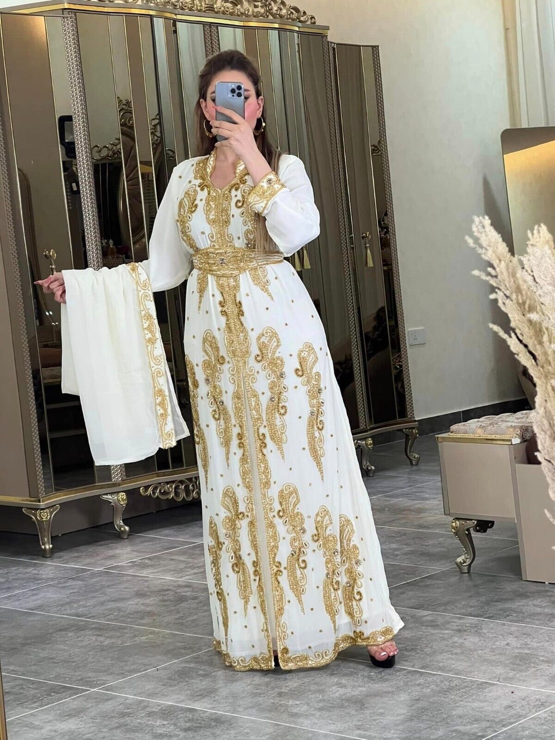 Venta Royal Dubai Kaftan marroquí árabe islámico de manga larga varían  elegante Abaya Farasha Jalabiya moderno elegante Takshita Var vestido de  mujer -  España
