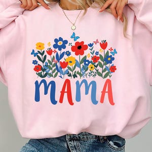 USA Wildflowers Mama Shirt, Custom American Floral Mama Tshirt, Flowers Mama Shirt, Floral Mothers Day Shirt, 4th of July Mom Shirt