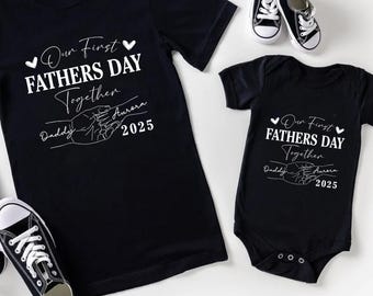 Personalized First Fathers Day Together Shirt, Father's Day Gift, Dad and Son Matching Shirt, Father and Daughter Matching Shirts,