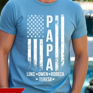 Personalized Papa Flag With Grandkids Names Shirt, Best Grandpa Shirt, Father&#39;s Day Gift for Papa, Gift for Grandpa, Fathers Day Shirt