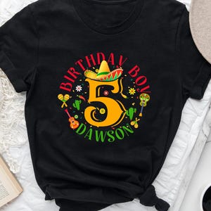 Personalized Cinco De Mayo Birthday T-shirt, Custom Age Birthday Shirts, Custom Birthday Girl Birthday Boy Tee, Taco Fiesta Birthday Outfit