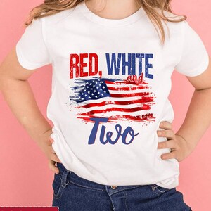 Personalized Red White and Two Family Shirts, Second Birthday Shirt, 2nd Birthday, 4th of July Birthday Outfit, July Fourth Second Birthday