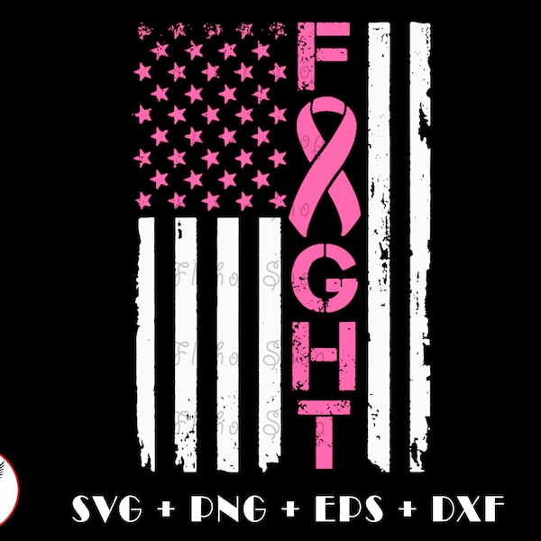 Fight breast cancer American Flag SVG PNG - Digital Art work designd by FlyHorShop