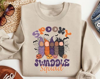 Spooky Swaddle Squad Shirt, Mother Baby Nurse Halloween Shirt, Postpartum Nurse Halloween Shirt, Nursery Nurse Shirt Funny Halloween Swaddle