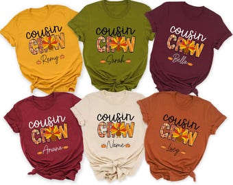Personalized Thanksgiving Cousin Crew Kids Shirt, Custom Matching Cousins With Names Tees, Cousin Crew Turkey Shirts, Thanksgiving Cousin
