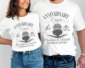 Personalized Anniversary Cruise Shirts, Custom Celebrating Anniversary Cruise Shirt, Cruise Couples Gift, Anniversary Mr and Mrs T-Shirts