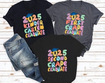 Camiseta personalizada de graduación de jardín de infantes 2025, camisetas de graduación para niño y niña, camisetas de graduación para niños, camisetas de graduación personalizadas 2025, camisetas de graduación para niños