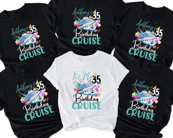 Personalized Name and Age Birthday Cruise Crew Shirt, Custom Birthday Cruise Crew Shirts, Family Birthday Cruise Shirt