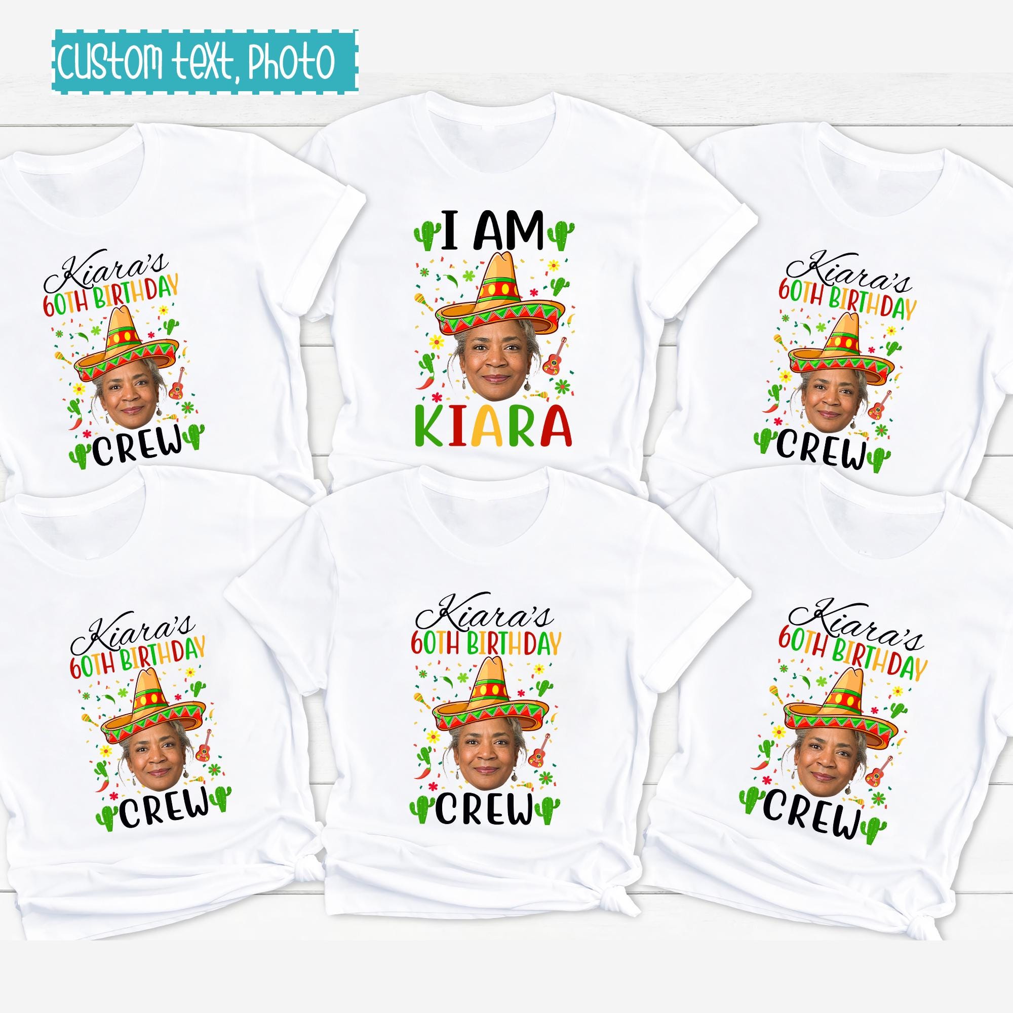 Personalized Funny Face Birthday Shirt, Mexican Fiesta Birthday Tee, Birthday Photo Shirts, Birthday Party Group Shirt, Birthday Taco Partyt