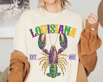 Louisiana Crawfish Shirt, Mardi Gras Crawfish Sweatshirt, Louisiana Crawfish Mardi Gras Shirts, Git for Crawfish Lovers, MardiGras Carnival