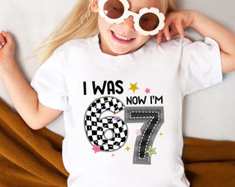 Camiseta de cumpleaños "Tenía 6 años y ahora tengo 7", divertida camiseta con meme de 7.º cumpleaños, divertidas camisetas de cumpleaños para niños, regalo de cumpleaños para niños de siete años, camiseta de tendencia 67