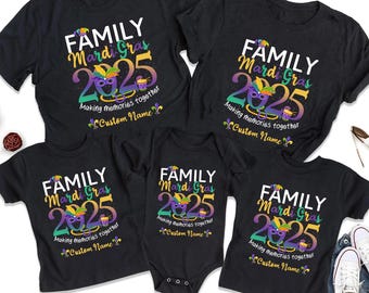 Personalized Family Mardi Gras 2025 Shirt, Custom Name T-shirt, Mardi Gras Carnival Party Shirts, Fat Tuesday T-Shirt, Fat Tuesday Family