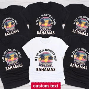 Personalisierte 40. Geburtstags-Reise-Geburtstags-Crew-Shirts, Name und Ort passend zum Geburtstag, kundenspezifische Geburtstags-Reise-Shirts 2025