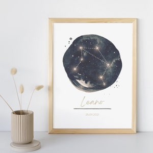 Poster Sternzeichen personalisiert digitale Datei Baby Kinderzimmer Wand Deko Geburtsdaten Geburtsgeschenk Sterne Wandkunst