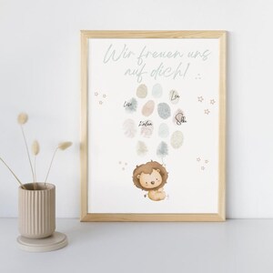 Poster Babyparty Gäste Fingerabdrücke Erinnerung Kinderzimmer Wanddeko Taufe Bild Kinderposter