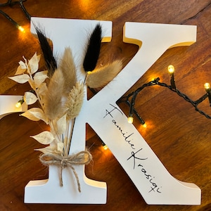 Letra de flor 3D| Carta de madera con nombre | personalizado | Flores secas | Regalo de nacimiento | Regalo de bautismo | Decoración de habitaciones infantiles | Familia de decoración
