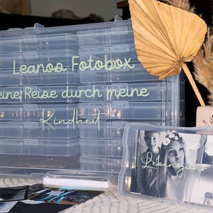 Boîte à photos boîte à souvenirs personnalisée enfants de 1 à 18 ans rangement photos naissance bébé baptême boîte à souvenirs