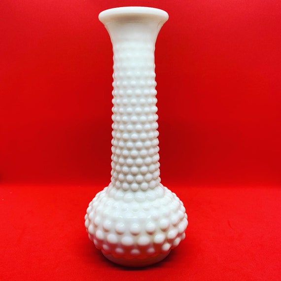 Vintage Hobnail Milk Glass Vase Etsy