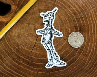 Tin Woodsman Tin Man Wizard of Oz hecho a mano troquelado pegatina calcomanía / impermeable portátil botella de agua coche teléfono vintage libro de dibujos animados