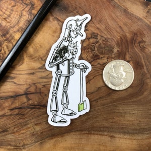 Tin Woodsman with Toto Tin Man Wizard of Oz Handmade Die Cut Sticker Decal | Waterproof Laptop Water Bottle Car Phone Vintage Cartoon Book
