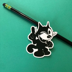Felix the Cat with teeth Cartoon Handmade Die Cut Sticker Decal | Waterproof Laptop Water Bottle Car Phone Sticker Vintage Cartoon Character